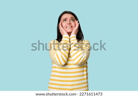 Young caucasian woman isolated whining and crying disconsolately.