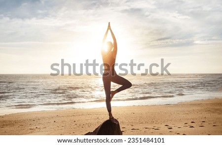 Similar – Image, Stock Photo Women doing pilates on the beach