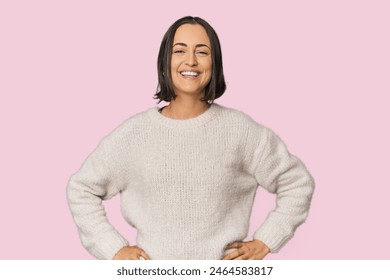 Young Caucasian woman with short hair confident keeping hands on hips. - Powered by Shutterstock