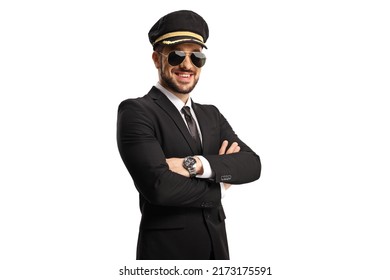 Young Chauffeur With Sunglasses Isolated On White Background