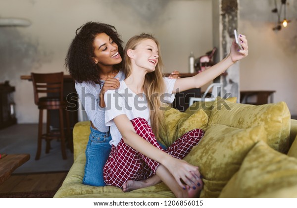 Young Cheerful African American Woman Dark Stock Photo Edit Now