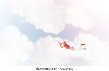 Young Cheerful Man Flying High Sky Stock Photo 701124310 | Shutterstock