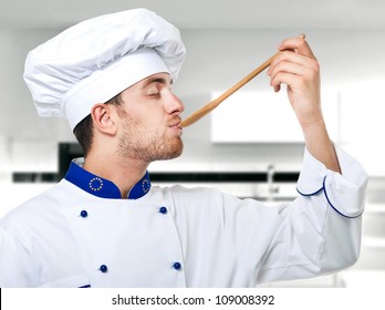 Young Chef Tasting Food