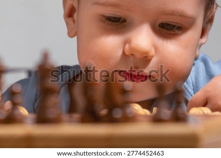 Young chess prodigy deeply focused on game, child thinking about strategy and next move