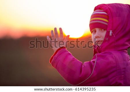 Similar – Foto Bild mädchen auf wiese Glück