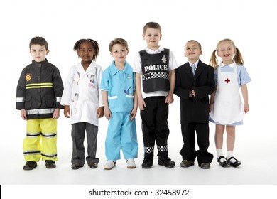 Young Children Dressing Up As Professions