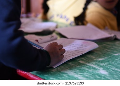 Young Children Studying In School In Nepal