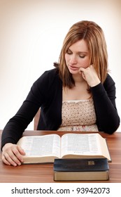 Young Christian Woman Reading For Bible Study