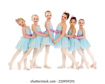 Young Class Of Ballerina Dancers Pose For Recital Photo