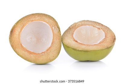 Young  Coconut On White Background