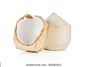 Young Coconut on White Background .