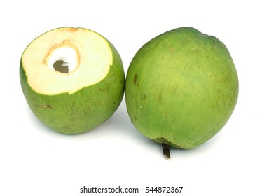 Young coconut over white background