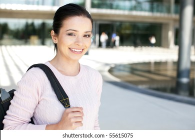 Young College Student Standing Outside