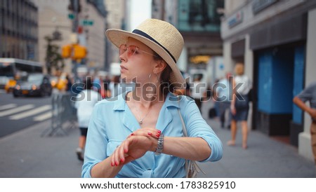 Young confused woman on the street in New York