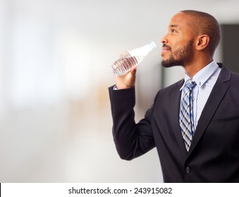 Young Cool Black Man Drinking Water