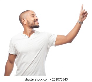 Young Cool Black Man Pointing Up