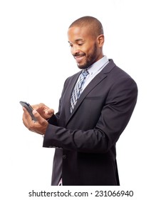 Young Cool Black Man With Touch Screen Phone