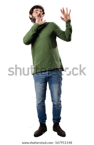 Young Cool Man Full Body Scared Stock Photo (Edit Now) 567951148