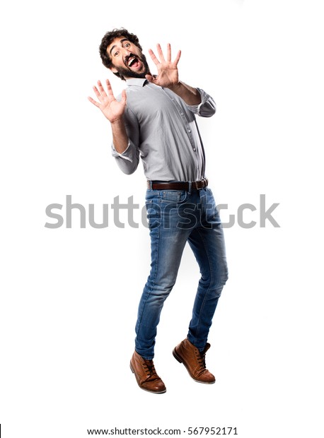 Young Cool Man Full Body Scared Stock Photo (Edit Now) 567952171