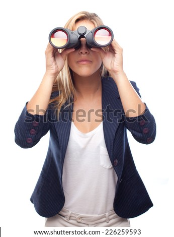 young cool woman with binoculars
