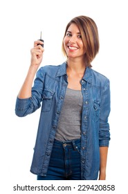 Young Cool Woman With Car Key