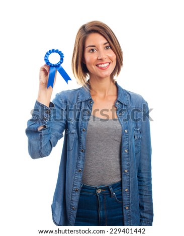 young cool woman with a medal