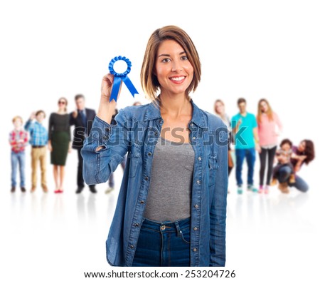 young cool woman with a medal