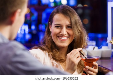 Young Couple Bar Having Drinks Talking Stock Photo 196655282 | Shutterstock