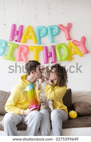 Similar – Young couple celebrating a birthday