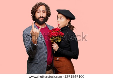 young couple celebrating valentine´s day. love concept