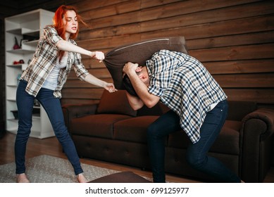 Young Couple In Conflict, Man And Woman Fight