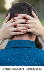 Young Couple Engagement Photo Shoot Showing Off The Ring 