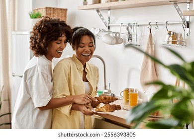 Young couple enjoys a cozy breakfast together in a stylish apartment during the morning. - Powered by Shutterstock