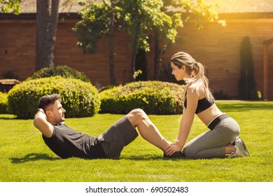 Young couple exercise together outdoors healthy lifestyle - Powered by Shutterstock