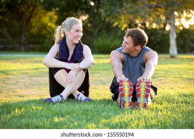 Young couple exercising together