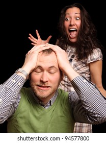 Young Couple Fighting. She's A Pain In The Neck