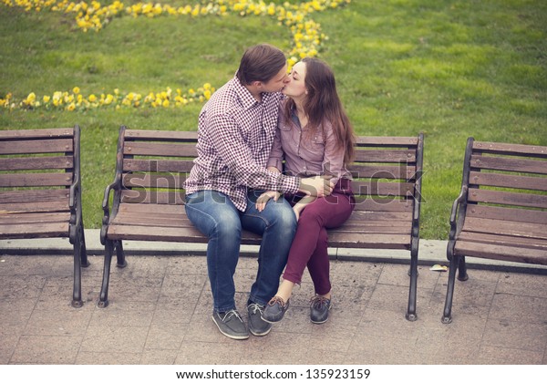 Young Couple Kissing On Street Stock Photo (Edit Now) 135923159