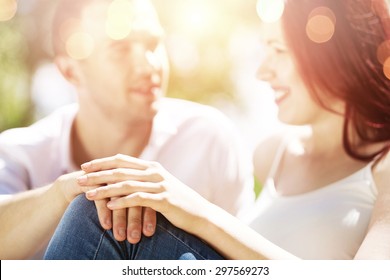 Young couple in love having fun and enjoying the beautiful nature - Shutterstock ID 297569273