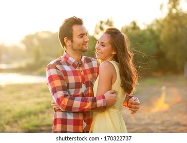Young couple in love outdoor