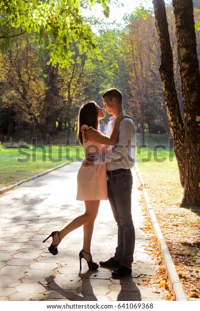 Young Couple Love Outdoor Kissing Smiling Stock Photo (Edit Now) 641069368