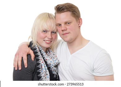 Young Couple Man Putting His Arm Around The Shoulder Of His Girlfriend                               