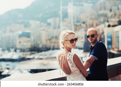 Young Couple In Monaco, Monte Carlo, In Love