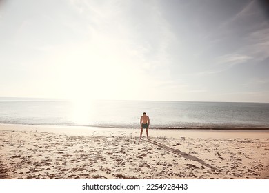 young couple on the beach, romantic person summer sea vacation - Shutterstock ID 2254928443