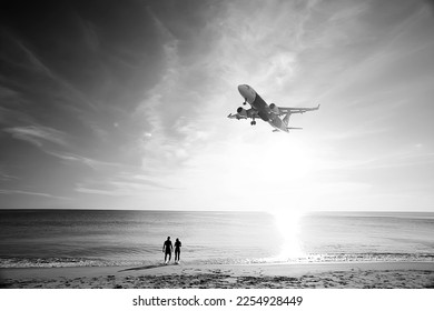young couple on the beach, romantic person summer sea vacation - Shutterstock ID 2254928449