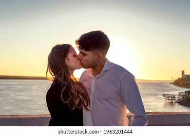 A Young Couple Poses For Their Pre Wedding Photo Shoot