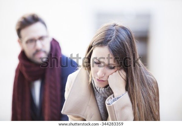 Young couple with\
relationship difficulties
