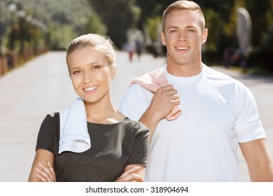 Young couple rest after hard training outdoors