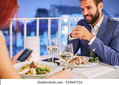 Young Couple Restaurant Having Dinner Stock Photo 519847714 | Shutterstock