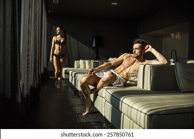 Young couple in the room