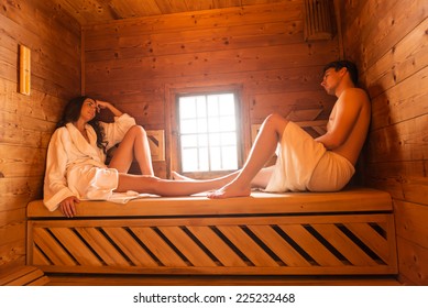 Young Couple In Sauna